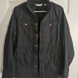 L.L. Bean Women' XS Canvas Charcoal Outdoor Jacket. Full Zip And Snap. 4 Pockets